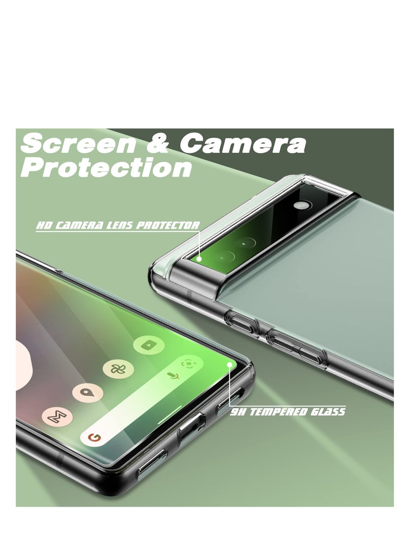SOLARAE 5-in-1 Clear Silicone Case for Google Pixel 6A 5G with Screen Protector and Camera Lens Protector, Drop Protection Cover for Ultimate Safety and Style. - Image 3