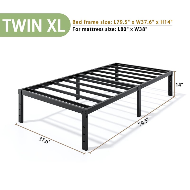 LUMUNANCE Metal Bed Frame Twin XL Size - 14 Inch Heavy-Duty Twin XL Platform Bed Frame No Box Spring Needed, Easy Assembly, Noise-Free, Sturdy Mattress Foundation, Underbed Storage Space - Image 3