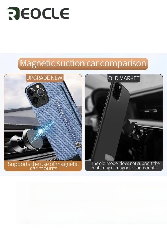 REOCLE Phone Case for iPhone 14 Pro Max Wallet Cover with Screen Protector & Zipper & Credit Card & Holder Stand Shockproof Cover - Image 5