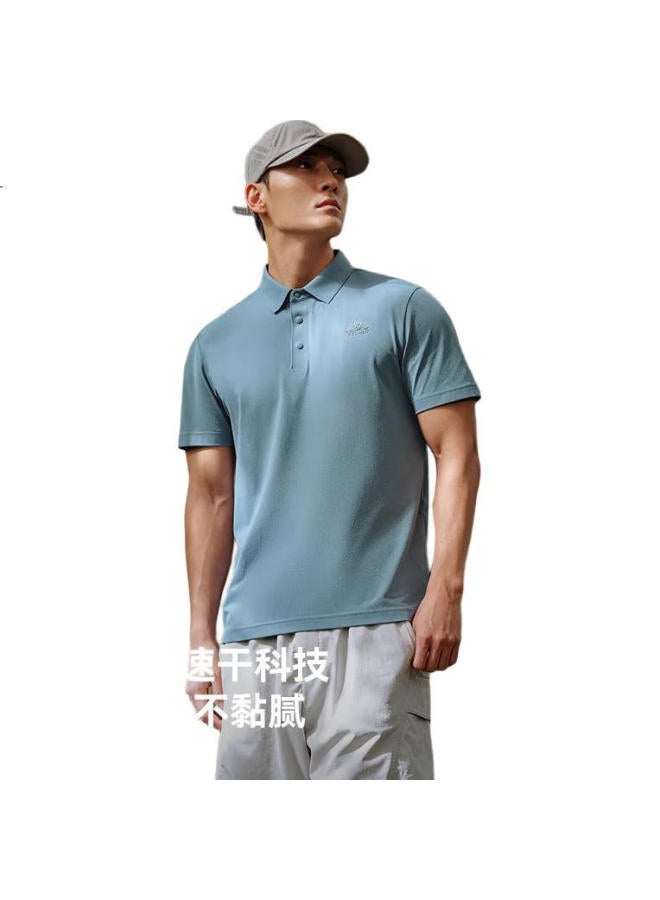 PELLIOT Outdoor Polo Shirt Men Women Ice Silk Quick Dry T-Shirt Sports Casual Short Sleeve Turn-Down Collar Half Sleeve 11421533 Gray M - Image 1