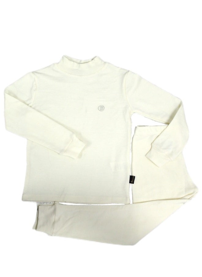 Bashayer Dark white winter pajamas with a medium collar  - Image 1