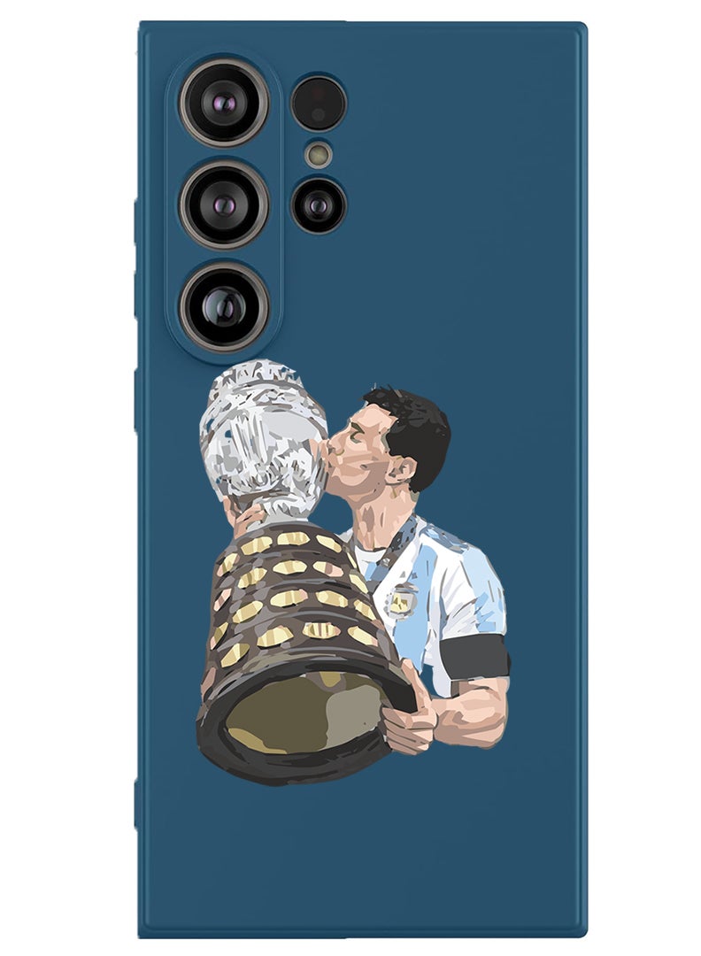 Theodor Protective Slim Fit Case Liquid Silicone Cover with Full Body Protection Anti-Scratch Shockproof Case For Samsung Galaxy S25 Ultra (Blue) - Messi - Image 1