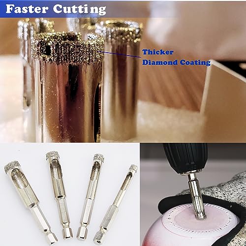 DaduoRi 1/4 inch Diamond Hole Saw, Wet Use, 1/4" Diamond Drill Bit for Porcelain Tile Glass Granite Ceramic Marble Stone, 6mm Tile Bits x 2 Pack (1/4" Hex Shank) - Image 4
