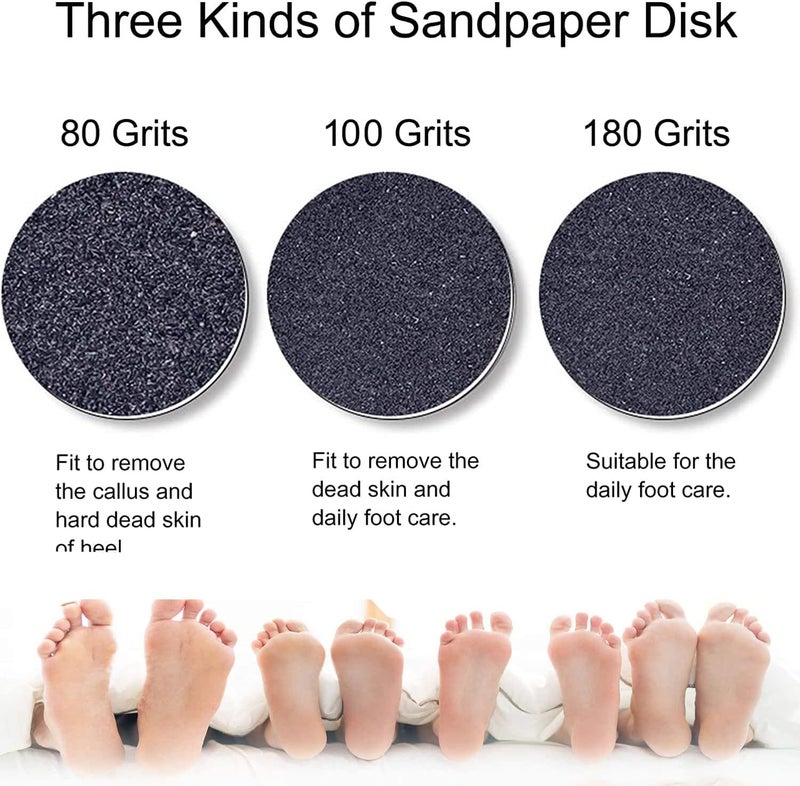 KASTWAVE 180pcs Self-adhesive Sandpaper Disk Replacement Pad Foot File Disc for Electric Foot Rasp Files Callus Cuticle Hard Dead Skin Removal Pedicure Tools (80 Grit, 100 Grit, 180 Grit) - Image 2