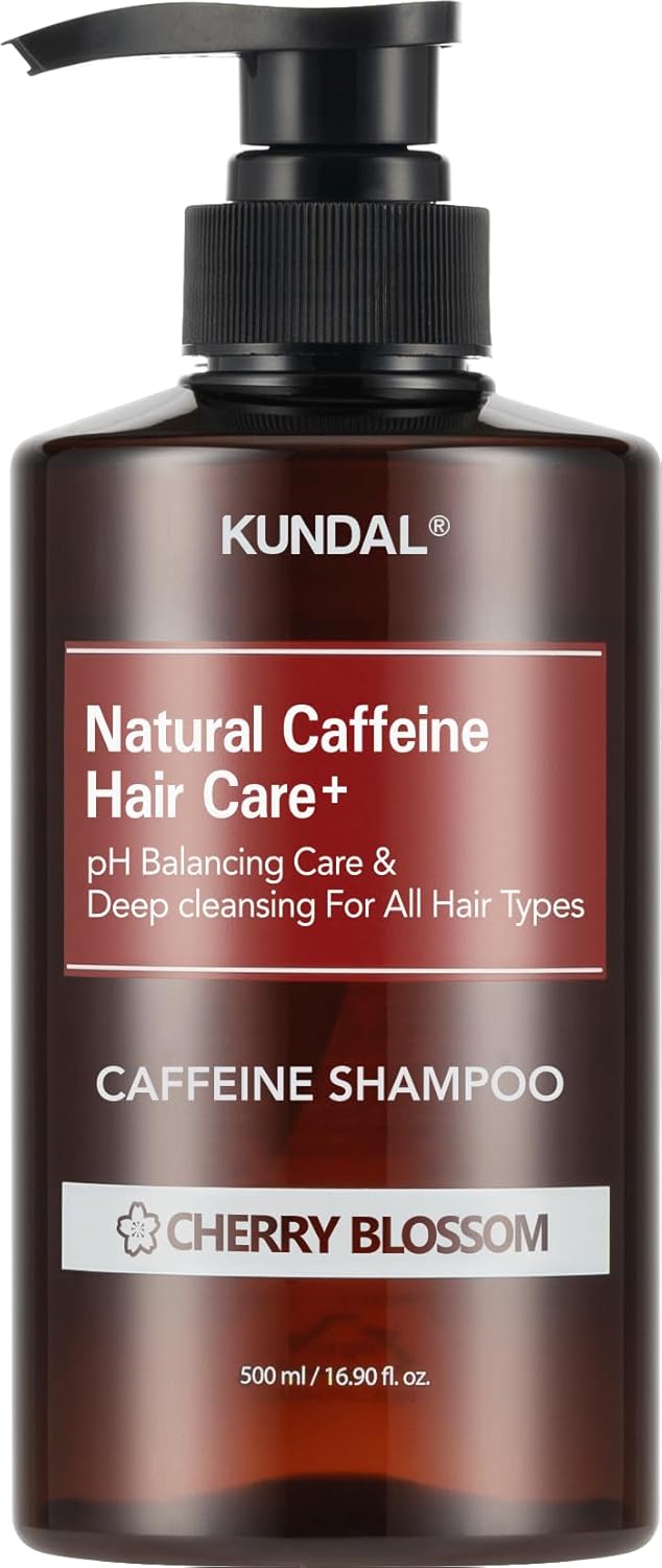KUNDAL Natural Caffeine Scalp Shampoo Cherry Blossom Korean Hair Care Biotin Infused Deep Cleansing Scalp Care For Thinning Hair All Hair Types For Men and Women 169Fl Oz