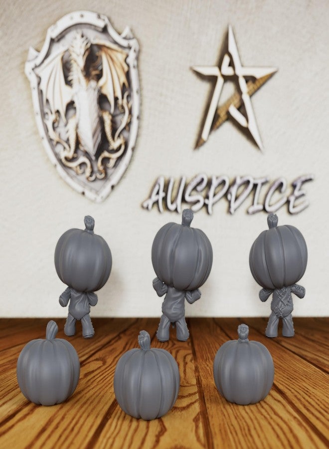 AUSPDICE 6-Piece Haunted Harvest Pumpkin Set - 28mm Scale Halloween Scenery & Monsters for DND Minis, Tabletop RPG Game Fantasy Decor, Dungeon Masters RPG Accessory, Pumpkin Puppets(AS703) - Image 3