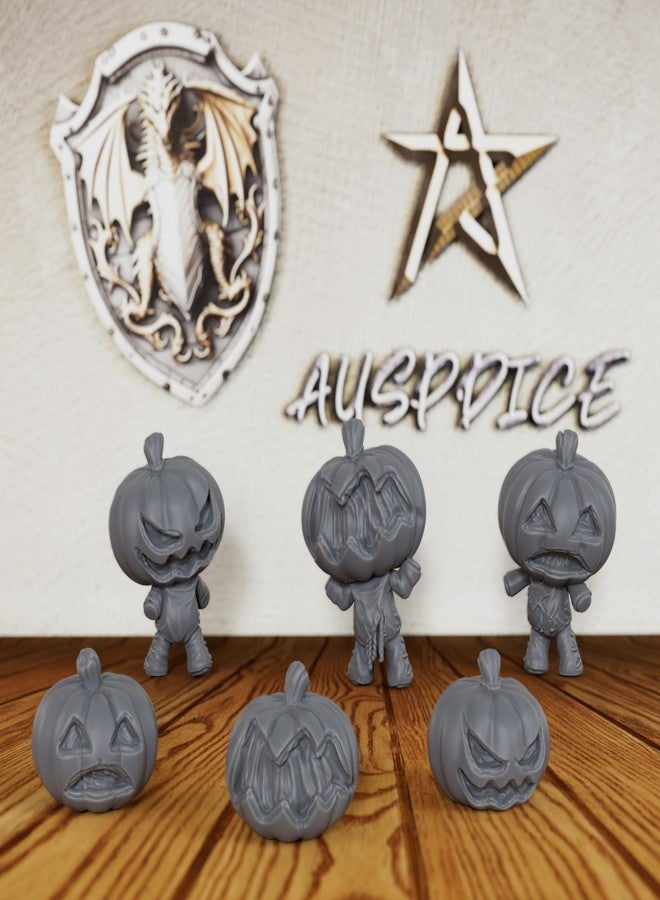 AUSPDICE 6-Piece Haunted Harvest Pumpkin Set - 28mm Scale Halloween Scenery & Monsters for DND Minis, Tabletop RPG Game Fantasy Decor, Dungeon Masters RPG Accessory, Pumpkin Puppets(AS703) - Image 1