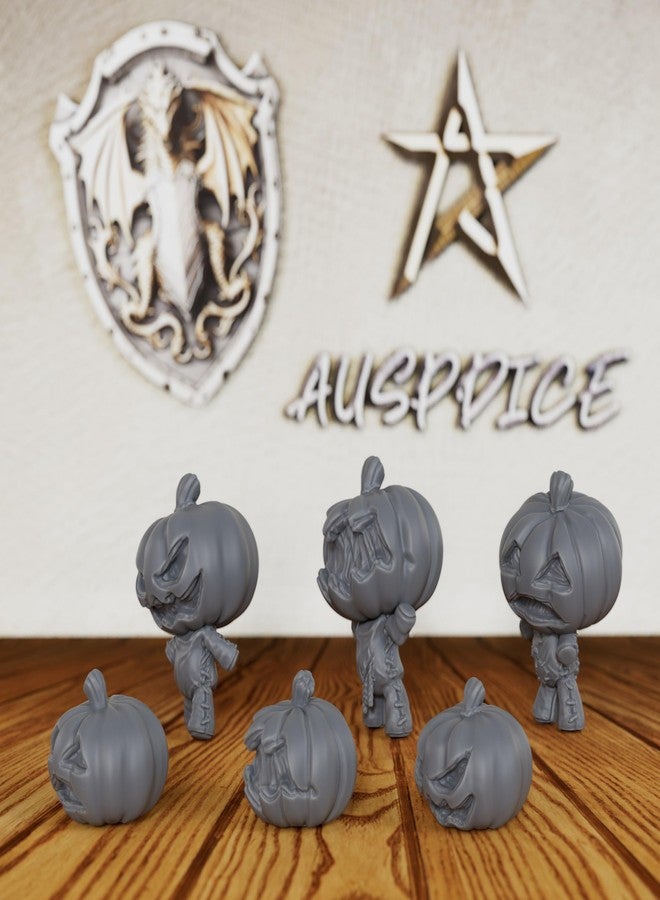 AUSPDICE 6-Piece Haunted Harvest Pumpkin Set - 28mm Scale Halloween Scenery & Monsters for DND Minis, Tabletop RPG Game Fantasy Decor, Dungeon Masters RPG Accessory, Pumpkin Puppets(AS703) - Image 4
