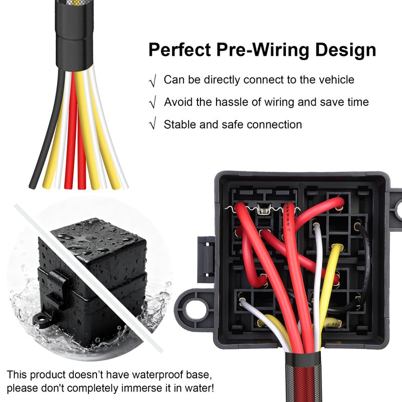 Weasch 12V 3 Way Pre-Wired Fuse Relay Box, 3 Relays and 3 ATC/ATO Blade Fuses, 4-Pin 40A Relay Block and Kit, for Cars Truck Jeep - Image 3