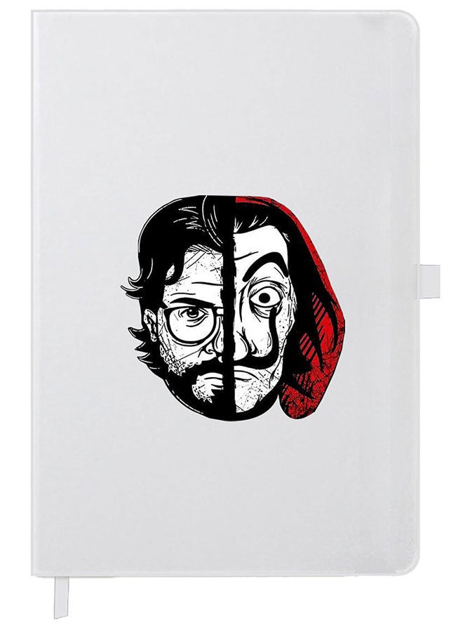 Theodor Designer A5 Thick White Hardcover Notebook Money Heist Professor - Image 1