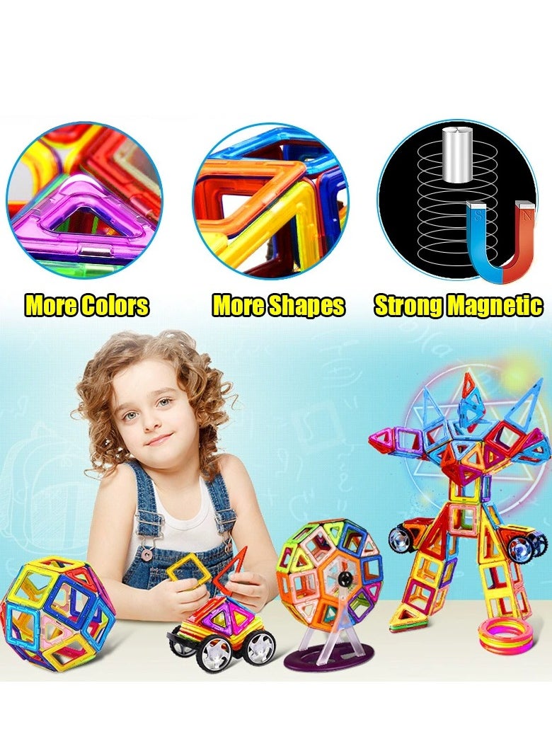 46Pcs Magnetic Building Blocks Set With Storage Box, Children's magnetic building blocks, magnet toys, Boys and Girls Kids Magnetic Educational Building Blocks Tiles Toys Set,with 2 Wheel Combination  - Image 3