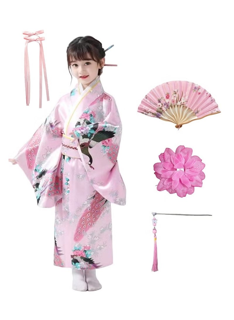 Japanese Traditional Dress Kimono Robe for Kids Girls Costume - Image 1