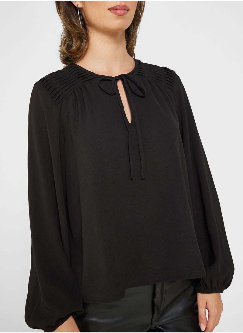VERO MODA - Balloon Sleeve Tie Detail Top - Image 1
