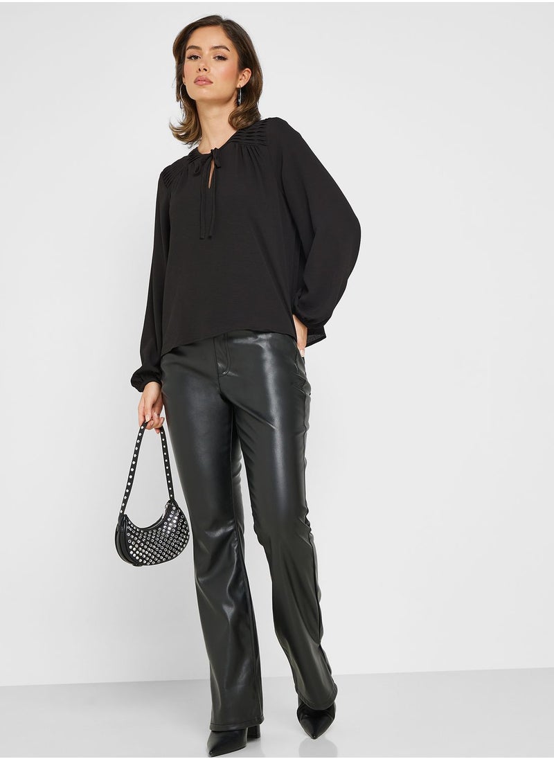 VERO MODA - Balloon Sleeve Tie Detail Top - Image 1