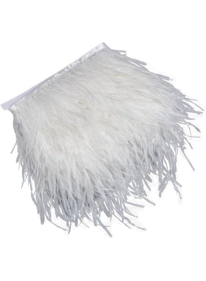2 Yards White Ostrich Feathers Trim for Crafts Decoration Party Wedding Dress Clothing Sewing Costumes (10-15cm, White)  - Image 2