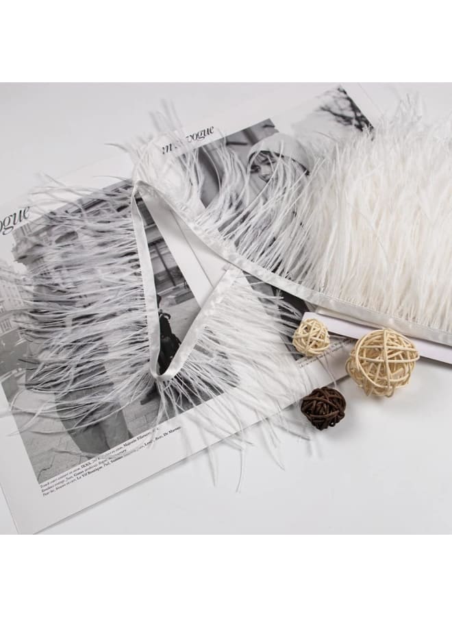 2 Yards White Ostrich Feathers Trim for Crafts Decoration Party Wedding Dress Clothing Sewing Costumes (10-15cm, White)  - Image 5