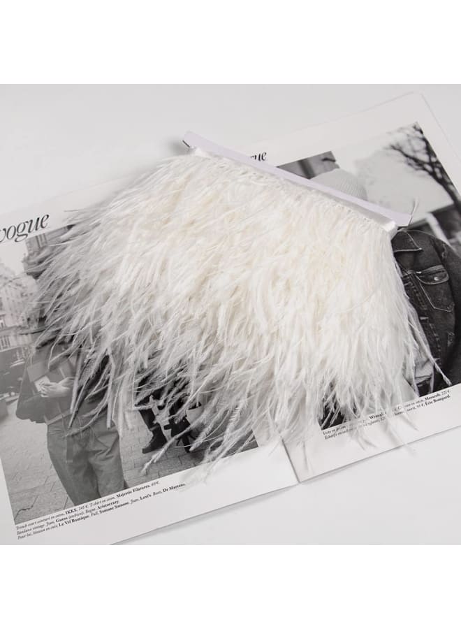 2 Yards White Ostrich Feathers Trim for Crafts Decoration Party Wedding Dress Clothing Sewing Costumes (10-15cm, White)  - Image 3
