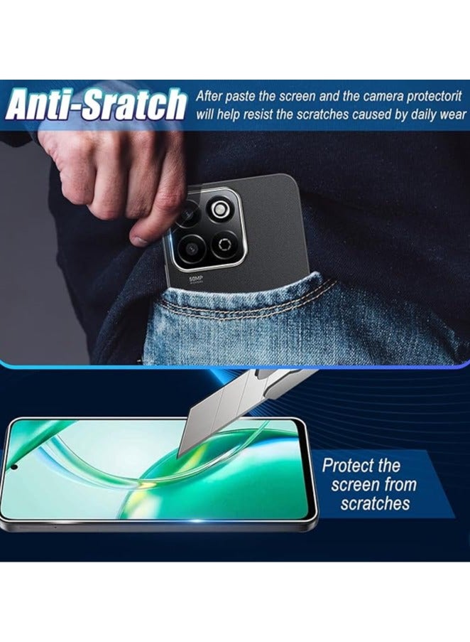 【2+2 Pack】 Fegishilly Screen Protector Compatible with Honor X7c/200 Smart, High Definition 9H Hardness Anti-drop Anti-scratch Tempered Glass + Camera Lens Protector - Image 2