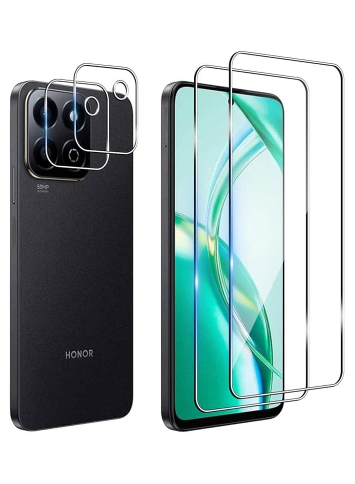 【2+2 Pack】 Fegishilly Screen Protector Compatible with Honor X7c/200 Smart, High Definition 9H Hardness Anti-drop Anti-scratch Tempered Glass + Camera Lens Protector - Image 1