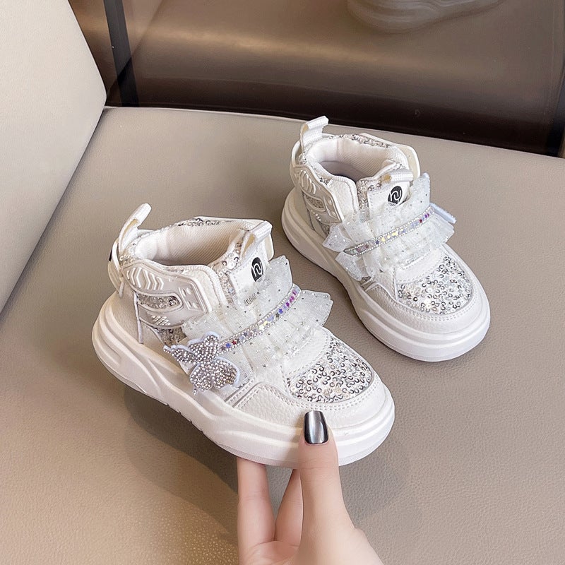 Sequined Bow Lace Lace 2025 Single-Layer Shoes Girl All-Match Sneaker Casual Korean Style Sweet Children'S Shoes - Image 5
