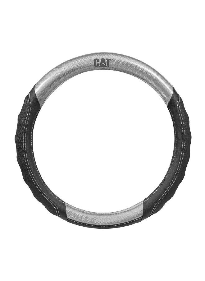 CAT - Durable UV Protection Hex-Carbon Japanese Grip Steering Wheel Cover Grey and Black 14.5-15.5 Inch CASW-7812-GR - Image 1