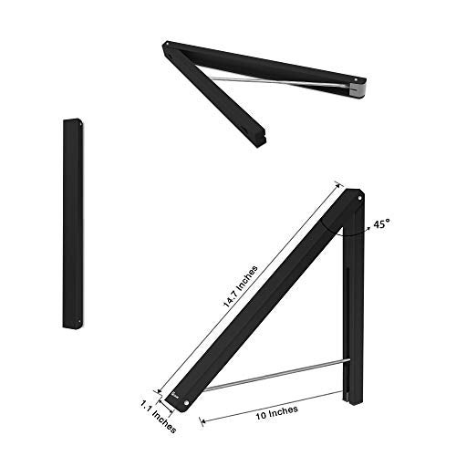 Anjuer Laundry Room Wall Mounted Drying Rack Clothes Hanger Folding Wall Coat Racks Aluminum Home Storage Organiser Space Savers Black - Image 4