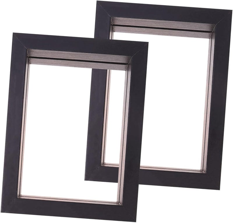 GALPADA Pressed Flower Specimen Frame 6 Inch Double-sided Glass Photo Display Frame Set of 2 Black for Creative Home Decor and Tabletop Artwork - Image 1