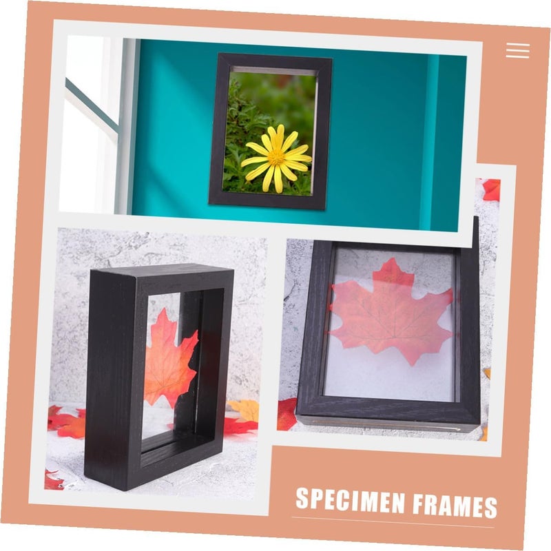 GALPADA Pressed Flower Specimen Frame 6 Inch Double-sided Glass Photo Display Frame Set of 2 Black for Creative Home Decor and Tabletop Artwork - Image 4