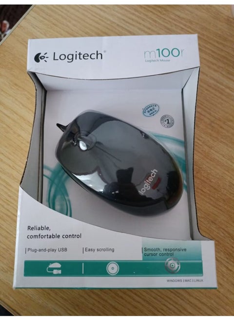 Logitech M100R Business Mouse USB Office Dedicated Desktop Computer Notebook Photoelectric Game Wired Mouse-Color:White Mouse( 1.8m )