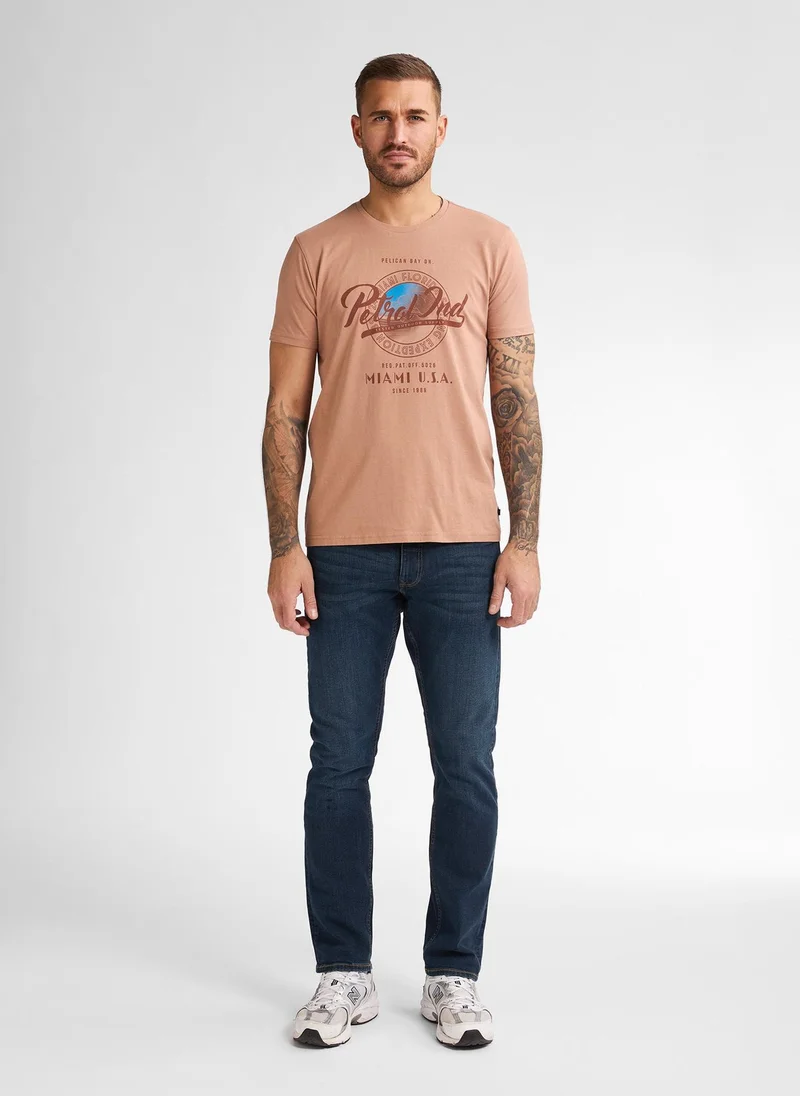 Petrol Industries 7143-Sandal Wood Men T-Shirt SS Classic Print for Men | Best Price UAE