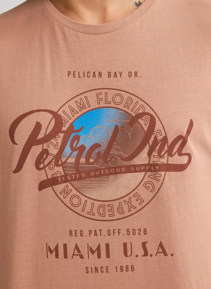 Petrol Industries 7143-Sandal Wood Men T-Shirt SS Classic Print for Men | Best Price UAE