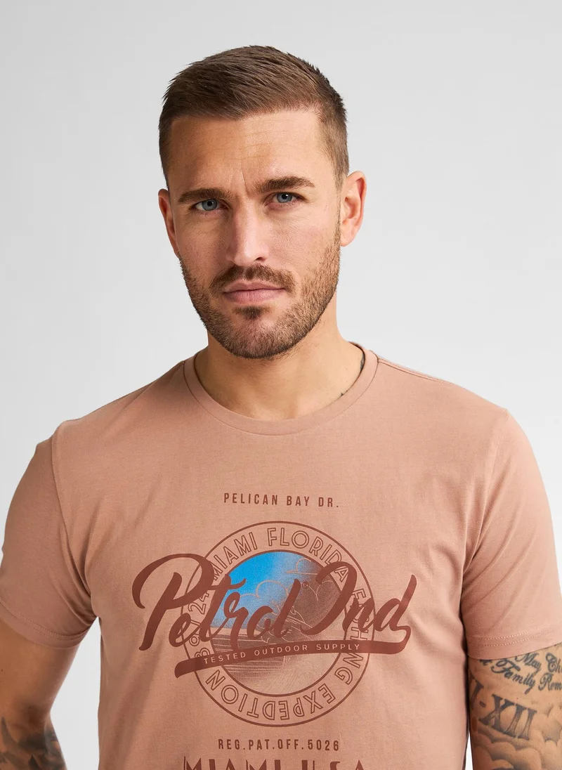 Petrol Industries 7143-Sandal Wood Men T-Shirt SS Classic Print for Men | Best Price UAE