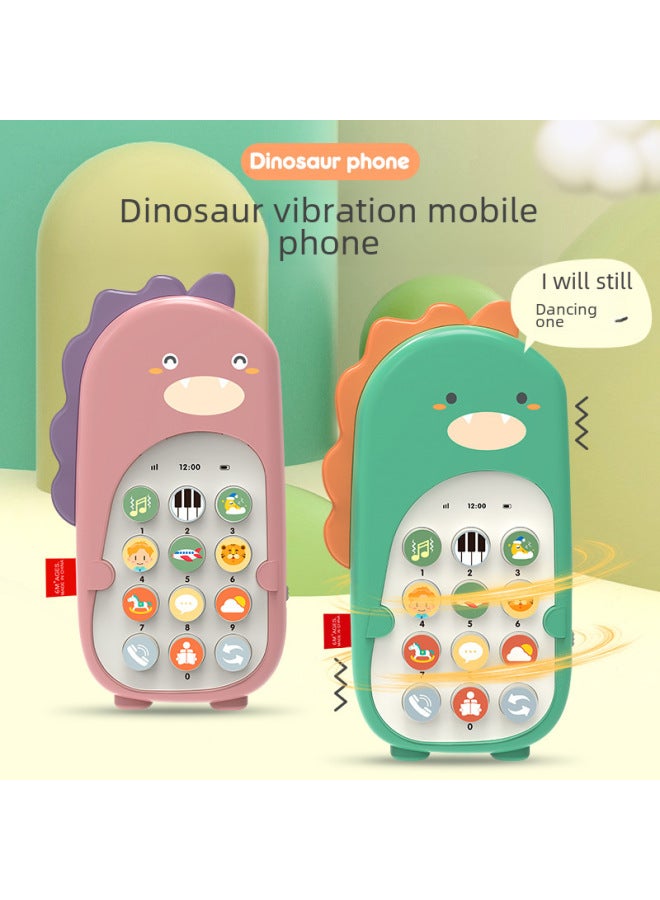 Baby Mobile Phone Toy Children's Baby Educational Early Education Story Simulation Phone Dinosaur Vibration Mobile Phone-Color:English Powder/dinosaur Story Mobile Phone  - Image 2
