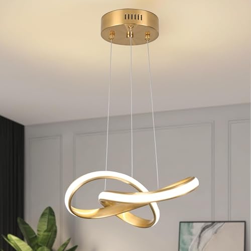 Mccokaige Modern LED Chandelier Contemporary Pendant Lighting Ring Light Fixture Gold with 4500K and 59in Height Adjustable Hanging Lamp for Kitchen Island Hallway Foyer Closet Corridor - Image 1