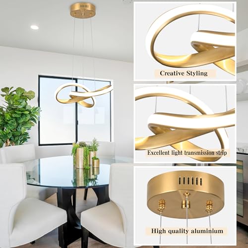 Mccokaige Modern LED Chandelier Contemporary Pendant Lighting Ring Light Fixture Gold with 4500K and 59in Height Adjustable Hanging Lamp for Kitchen Island Hallway Foyer Closet Corridor - Image 5