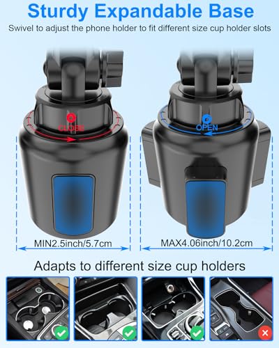 Kolasels Cup Holder Tablet Mount for Car, iPad Cup Holder Mount for Truck with Adjustable Arm, Car Cup Tablet Holder for iPad Pro 12.9, Air, Mini, iPhone, Galaxy Tab/Z Fold, 4.7-13" Tablets - Image 3