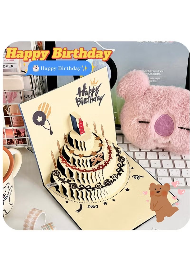 3 in 1 Birthday Cards with Music, 3D Blessing Cards with Lights, Cake Greeting Card, High-Quality Materials, Perfect Gift for Kids, Classmates, Friends（blue） - Image 4