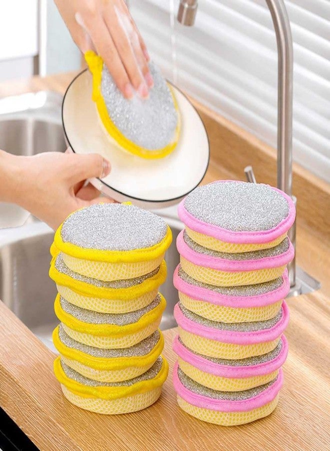 Teensery 20 Pcs Washing Dishes Sponges Double-Sided Dishwashing Sponge Scrubber Round Non-Scratch Scrub Sponges Pads Kitchen Cleaning Tools for Dishes, Pots, Pans, Sink, Basin - Image 2