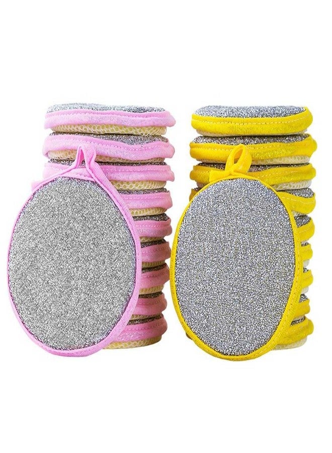 Teensery 20 Pcs Washing Dishes Sponges Double-Sided Dishwashing Sponge Scrubber Round Non-Scratch Scrub Sponges Pads Kitchen Cleaning Tools for Dishes, Pots, Pans, Sink, Basin - Image 1