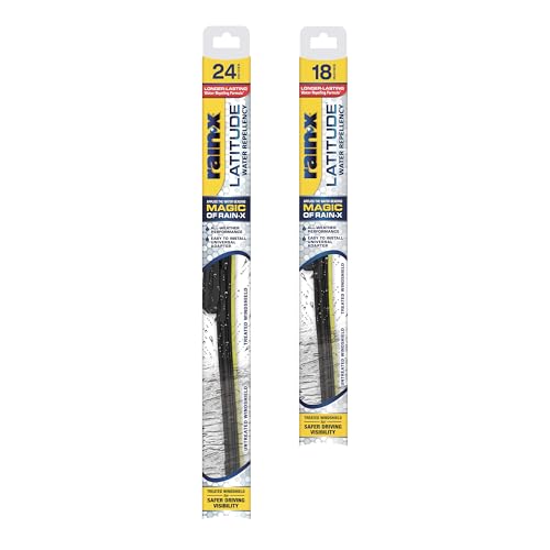 RainX 810164 Latitude 2In1 Water Repellent Wiper Blades 24 and 18 Windshield Wipers Pack Of 2 Automotive Replacement Windshield Wiper Blades With Patented RainX Water Repellency Formula