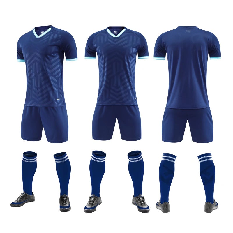 Generic Youth Soccer Jersey Kit Short Sleeve Training Uniform QD-8013 sapphire blue