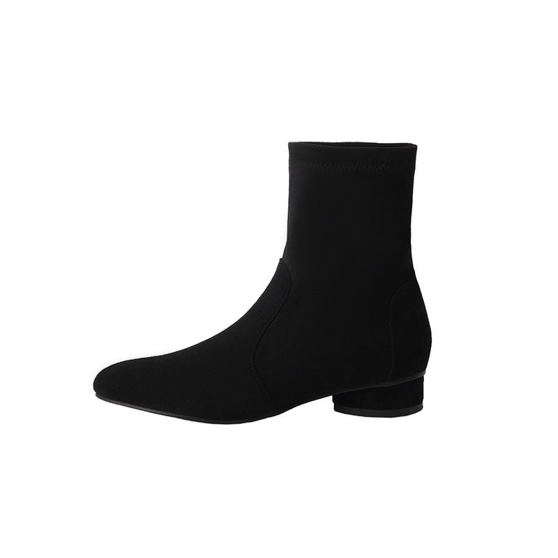 Dropshopping2022 Casual Low Heel Square Heel 32-46 Suede Low Ankle Boots Women'S Shoes - Image 1