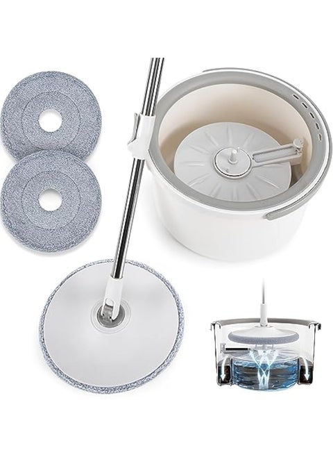 Spin Mop and Bucket Set EasyWring Net Water Sewage Separation Mop Microfiber Hardwood Floor Mop Home Cleaning System with Adjustable Handle & 2 Refills