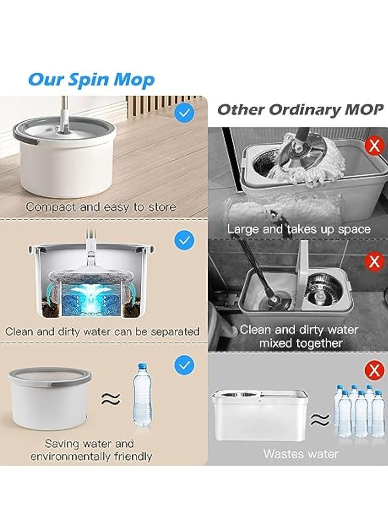 Spin Mop and Bucket Set EasyWring Net Water Sewage Separation Mop Microfiber Hardwood Floor Mop Home Cleaning System with Adjustable Handle & 2 Refills