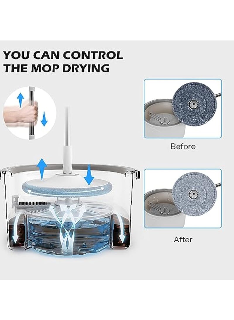 Spin Mop and Bucket Set EasyWring Net Water Sewage Separation Mop Microfiber Hardwood Floor Mop Home Cleaning System with Adjustable Handle & 2 Refills