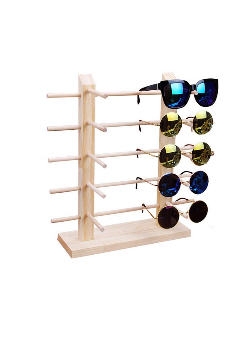 TANG SONG TANG SONG Solid Wood Sunglass Display Holder Wood Rack Double Linen Glass Showcase 
