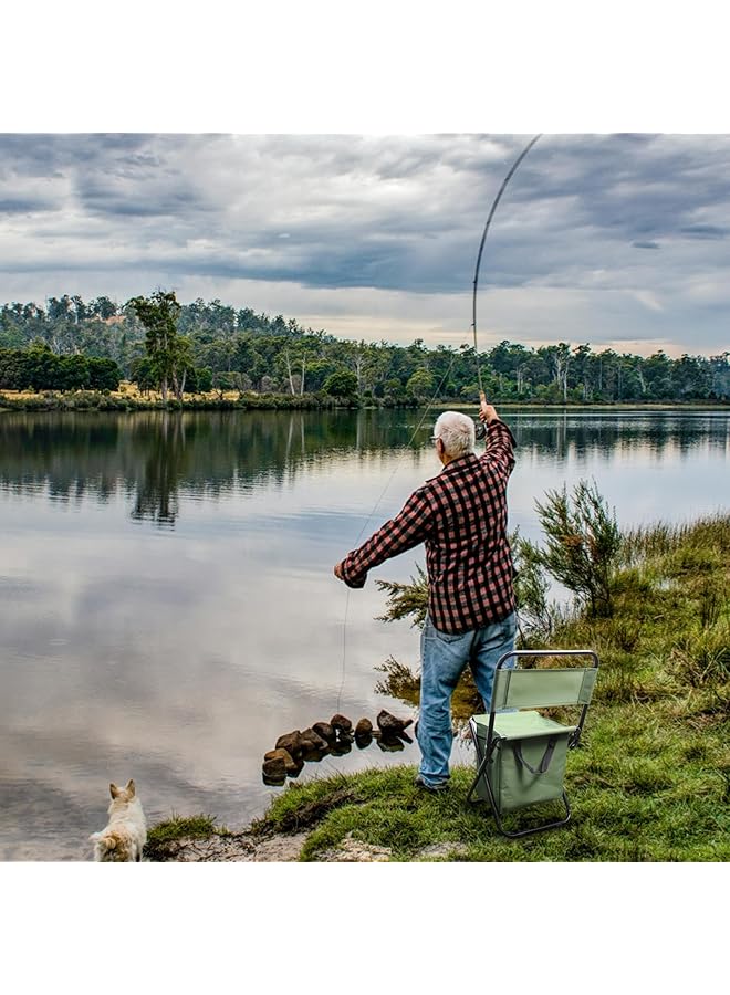 KASTWAVE Portable Foldable Camping Chair Backpack Cooler Chair Fishing Chairs with Backrest Folding With Backrest Fishing Stool Hunting Chair Backpack for Fishing Hiking Hunting (Green) - Image 2