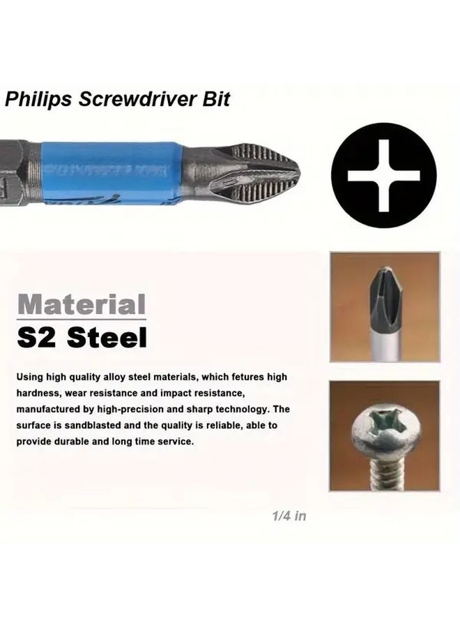 6 قطع رؤوس مفك براغي مغناطيسية مقاس 1/4 بوصة مضادة للانزلاق: PH1، PH2، PH3، PZ1، PZ2، PZ3 - Image 3