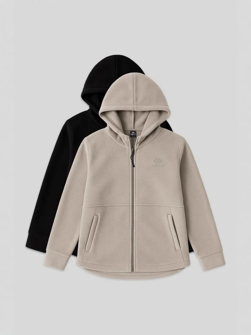TOMMYLIFE TOMMY Women's Plush Zip-front Hooded Sweatshirt