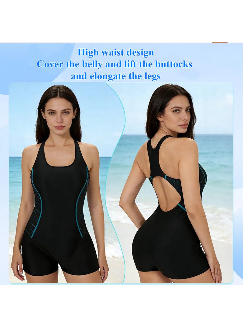 Bincoo Women's One Piece Backless Swimsuit Versatile Surf and Sports Bathing Suit Designed for Conservative Beachwear Backless Design, Tummy Control Silhouette, Quick Drying Conservative Women's Swimsuit, and Comfortable Jumpsuit Style for Swimming, Surfing, and Summer Vacations Black - Image 2